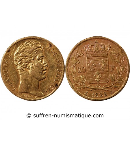 CHARLES X - 20 FRANCS OR 1828 A PARIS "4,5 Feuilles"﻿