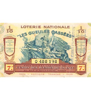 Billet de Loterie Nationale, Les Gueules Cassées - 1939