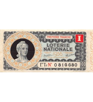 Billet de Loterie Nationale, 100 FRANCS - 1936 2