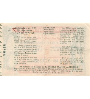 Billet de Loterie Algérienne, Banque Franco-algérienne - 1936 2