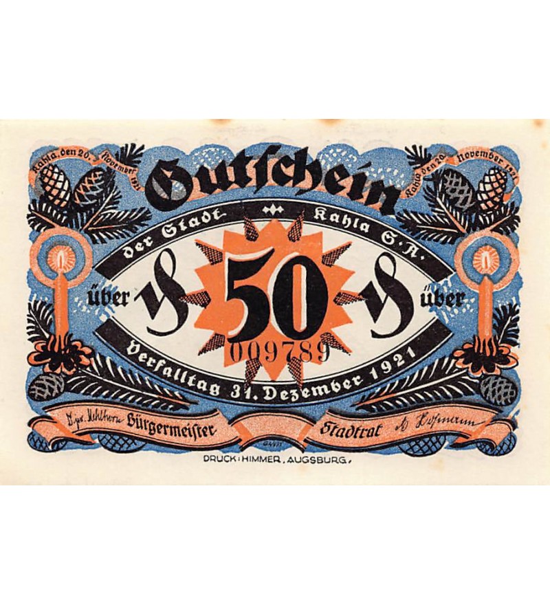 ALLEMAGNE, KAHLA - 50 PFENNIG 1921