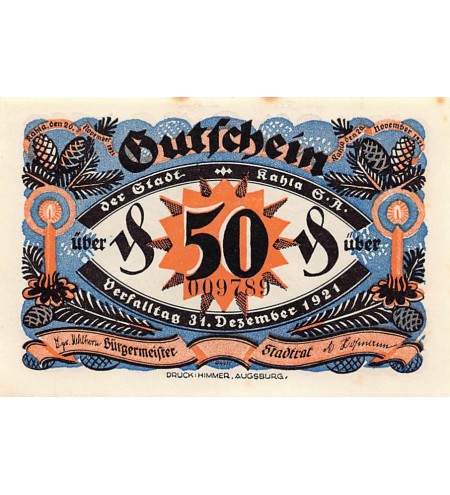 ALLEMAGNE, KAHLA - 50 PFENNIG 1921