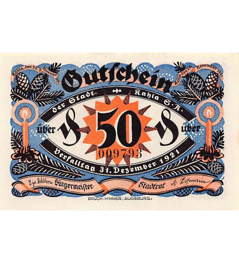 ALLEMAGNE, KAHLA - 50 PFENNIG 1921