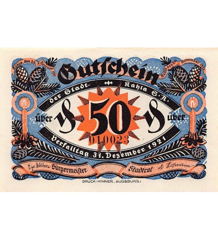 ALLEMAGNE, KAHLA - 50 PFENNIG 1921