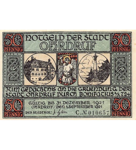 ALLEMAGNE, OHRDRUF - 50 PFENNIG 1921