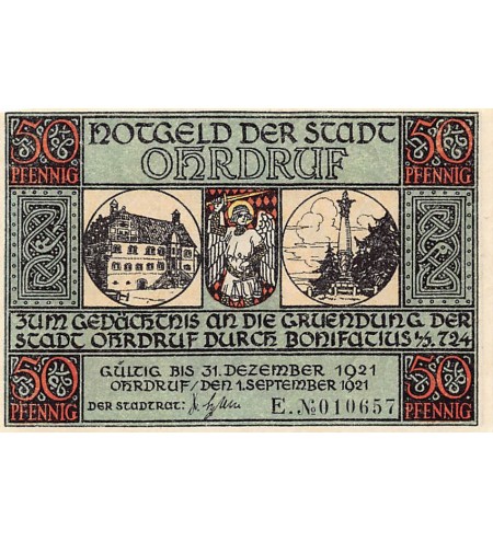 ALLEMAGNE, OHRDRUF - 50 PFENNIG 1921