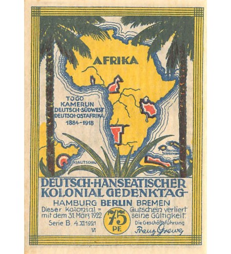 ALLEMAGNE, HAMBURG, BERLIN BREMEN - 75 PFENNIG 1921