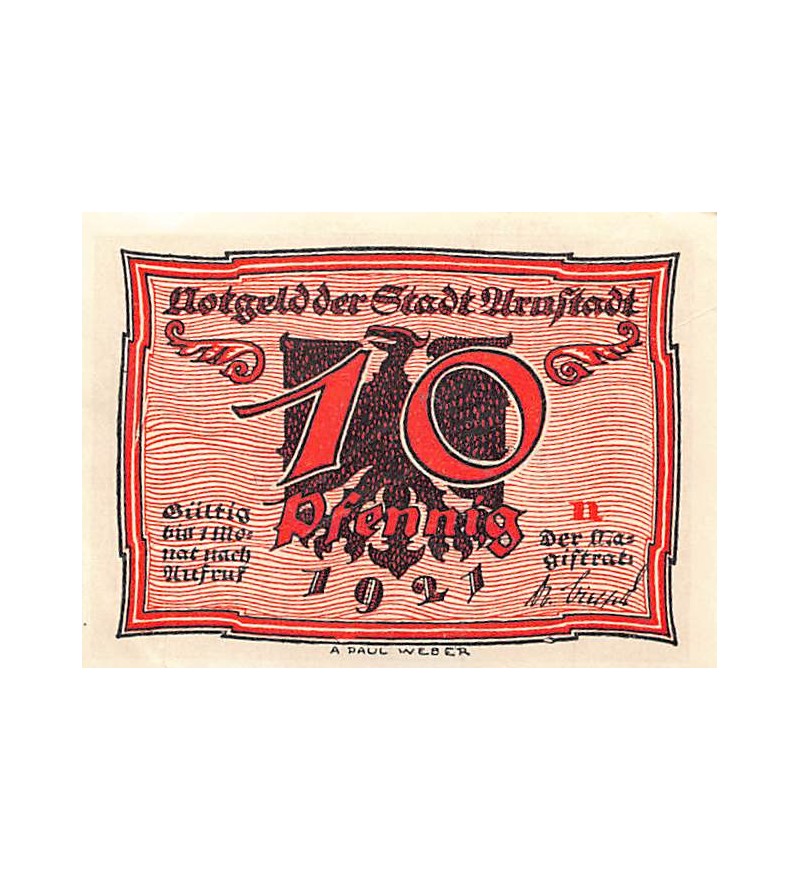 ALLEMAGNE, ARNSTADT - 10 PFENNIG 1921