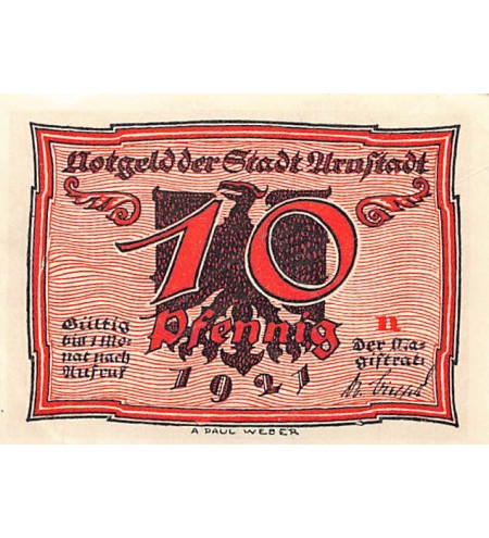 ALLEMAGNE, ARNSTADT - 10 PFENNIG 1921