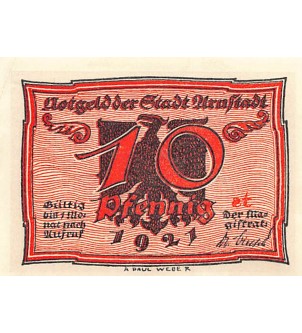 ALLEMAGNE, ARNSTADT - 10 PFENNIG 1921 2