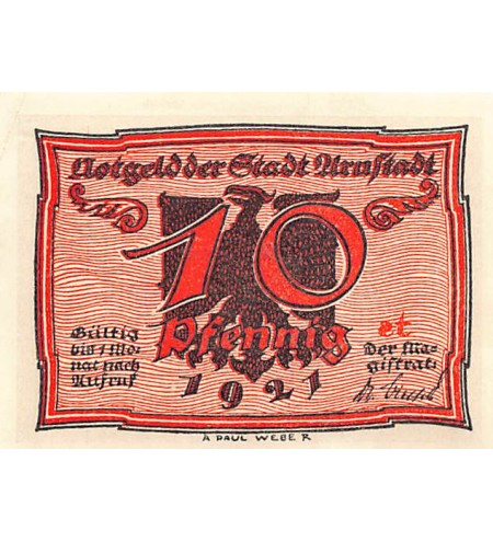 ALLEMAGNE, ARNSTADT - 10 PFENNIG 1921