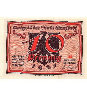 ALLEMAGNE, ARNSTADT - 10 PFENNIG 1921 2