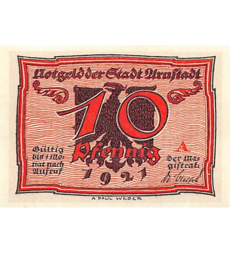 ALLEMAGNE, ARNSTADT - 10 PFENNIG 1921