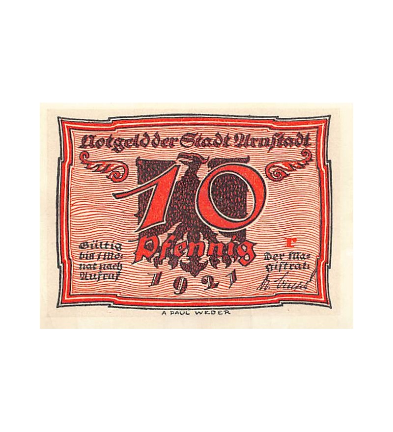ALLEMAGNE, ARNSTADT - 10 PFENNIG 1921