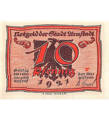 ALLEMAGNE, ARNSTADT - 10 PFENNIG 1921