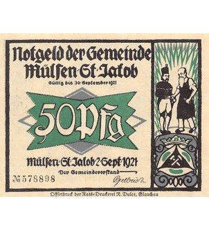 ALLEMAGNE, MüLSEN St. JACOB - 50 PFENNIG 1921 2