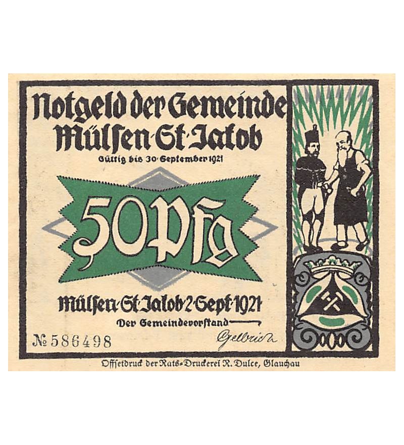 ALLEMAGNE, MüLSEN St. JACOB - 50 PFENNIG 1921