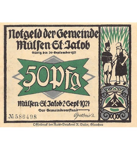 ALLEMAGNE, MüLSEN St. JACOB - 50 PFENNIG 1921