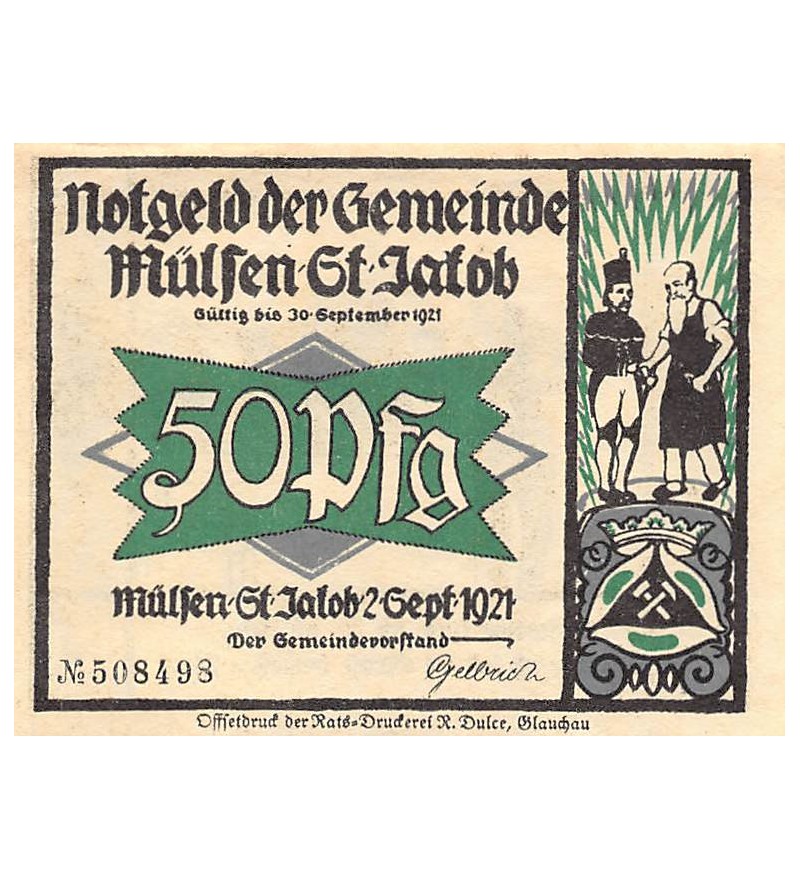 ALLEMAGNE, MüLSEN St. JACOB - 50 PFENNIG 1921