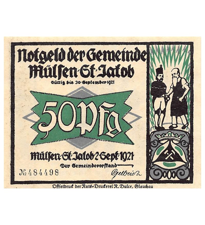 ALLEMAGNE, MüLSEN St. JACOB - 50 PFENNIG 1921