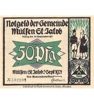 ALLEMAGNE, MüLSEN St. JACOB - 50 PFENNIG 1921 2