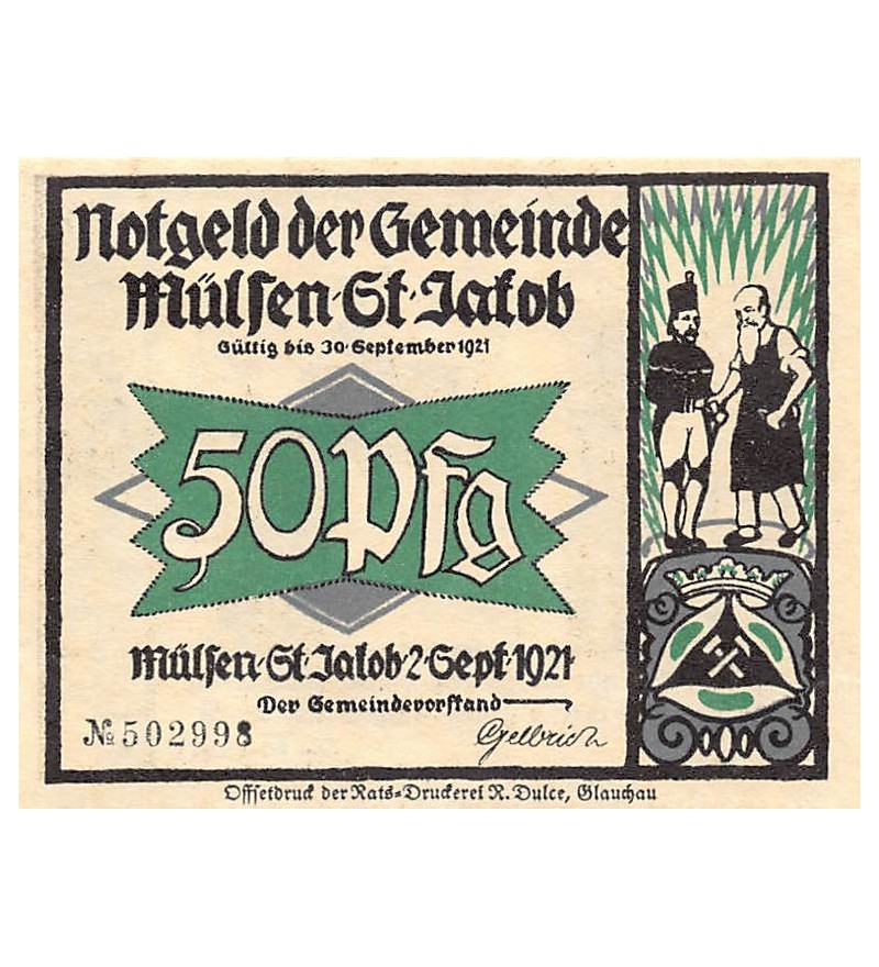 ALLEMAGNE, MüLSEN St. JACOB - 50 PFENNIG 1921