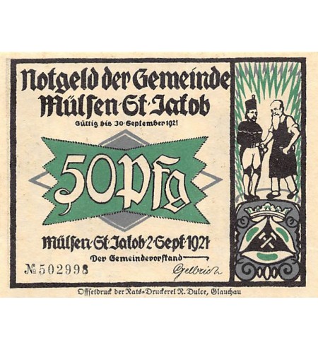 ALLEMAGNE, MüLSEN St. JACOB - 50 PFENNIG 1921