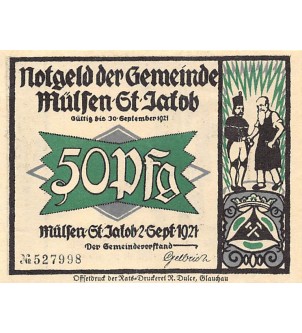 ALLEMAGNE, MüLSEN St. JACOB - 50 PFENNIG 1921 2