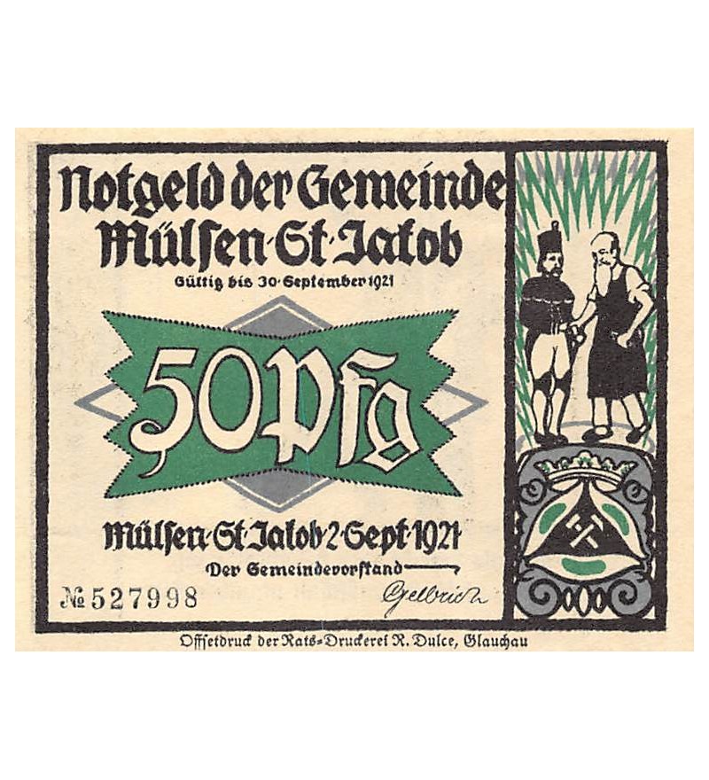 ALLEMAGNE, MüLSEN St. JACOB - 50 PFENNIG 1921