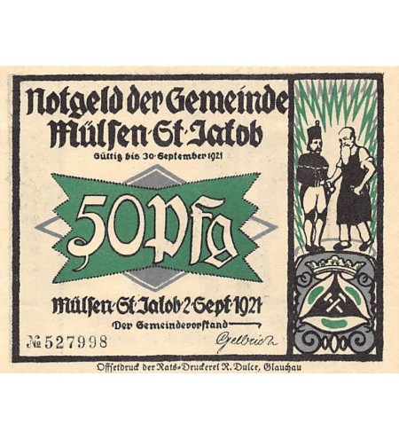 ALLEMAGNE, MüLSEN St. JACOB - 50 PFENNIG 1921