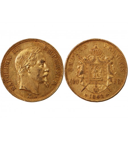 NAPOLEON III - ﻿100 FRANCS OR 1862 BB STRASBOURG