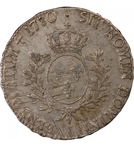 LOUIS XVI - ECU ARGENT AUX BRANCHES D'OLIVIER 1780 I LIMOGES