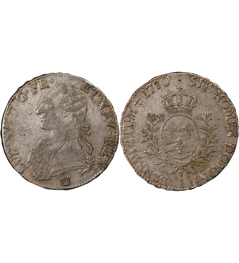 LOUIS XVI - ECU ARGENT AUX BRANCHES D'OLIVIER 1780 I LIMOGES