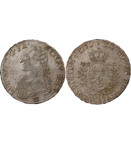 LOUIS XVI - ECU ARGENT AUX BRANCHES D'OLIVIER 1780 I LIMOGES