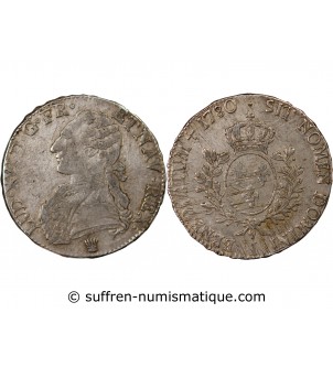 LOUIS XVI - ECU ARGENT AUX BRANCHES D'OLIVIER 1780 I LIMOGES