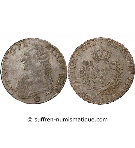 LOUIS XVI - ECU ARGENT AUX BRANCHES D'OLIVIER 1780 I LIMOGES