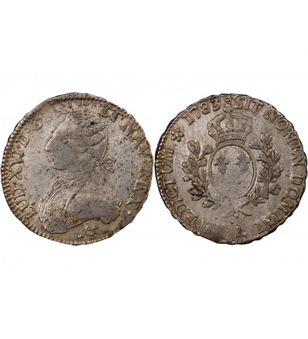 LOUIS XVI - ECU ARGENT AUX BRANCHES D'OLIVIER 1783 L BAYONNE