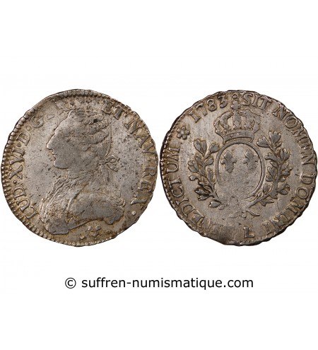 LOUIS XVI - ECU ARGENT AUX BRANCHES D'OLIVIER 1783 L BAYONNE