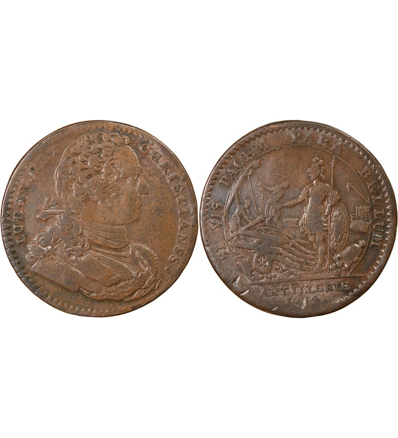 ARTILLERIE, LOUIS XV - JETON CUIVRE 1734