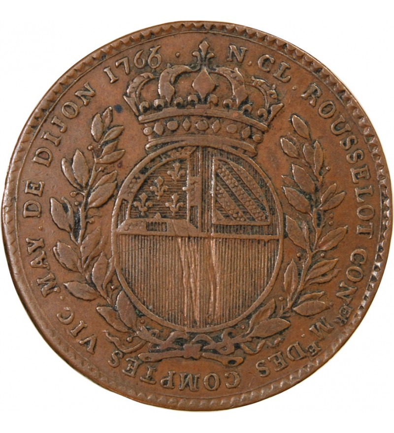 MAIRE DE DIJON, NICOLAS-CLAUDE ROUSSELOT – JETON CUIVRE 1766