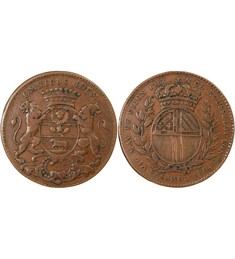 MAIRE DE DIJON, NICOLAS-CLAUDE ROUSSELOT – JETON CUIVRE 1766