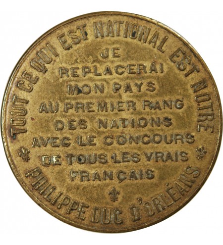 PHILIPPE, DUC D'ORLEANS - MEDAILLE LAITON 1909