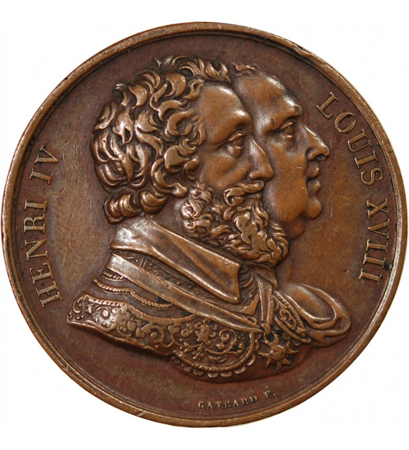 LOUIS XVIII - MEDAILLE - RETABLISSEMENT DE LA STATUE D'HENRI IV (1817)