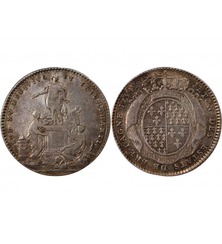 ETATS DE BRETAGNE, LOUIS XV – JETON ARGENT 1754 RENNES