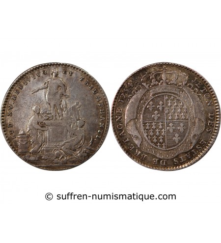 ETATS DE BRETAGNE, LOUIS XV – JETON ARGENT 1754 RENNES