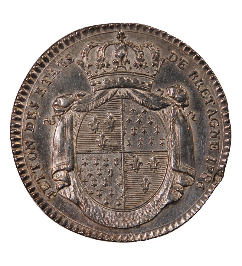 ETATS DE BRETAGNE, LOUIS XVI – JETON ARGENT 1786 RENNES