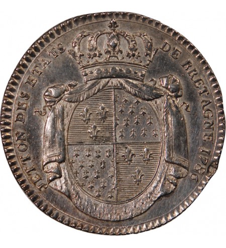 ETATS DE BRETAGNE, LOUIS XVI – JETON ARGENT 1786 RENNES