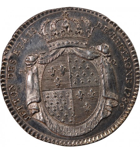 ETATS DE BRETAGNE, LOUIS XVI – JETON ARGENT 1786 RENNES