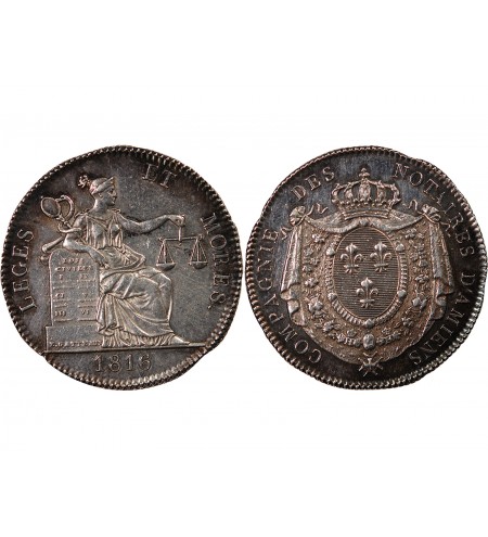 NOTAIRES, AMIENS – JETON ARGENT 1816