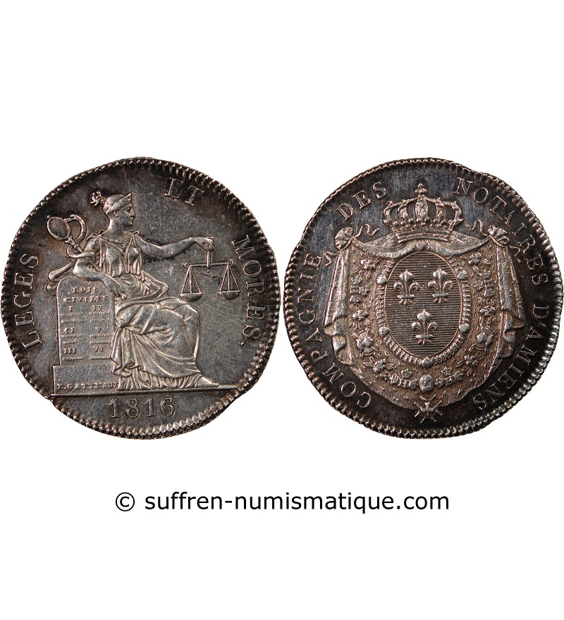 NOTAIRES, AMIENS – JETON ARGENT 1816